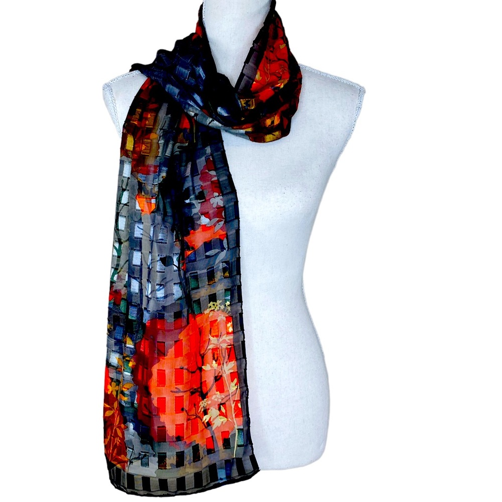 Graphic Metro Pagoda Fall Print Fall Scarf Unbranded